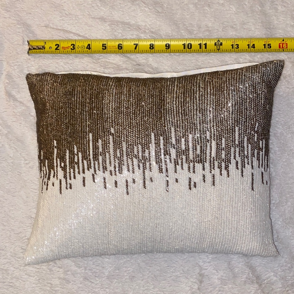 HomeGoods Sequin Ombre White and Dark Gold Accent Pillow - Picture 2 of 6